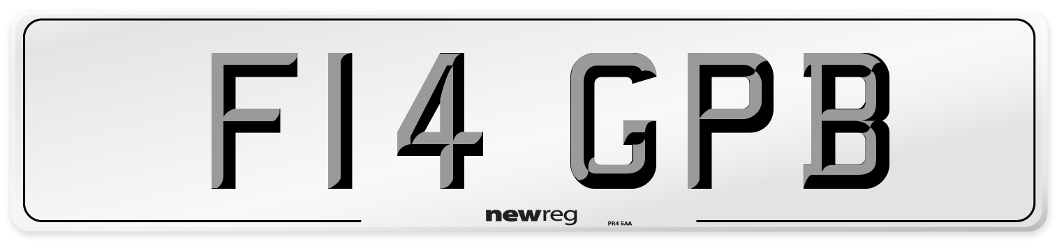 F14 GPB Number Plate from New Reg